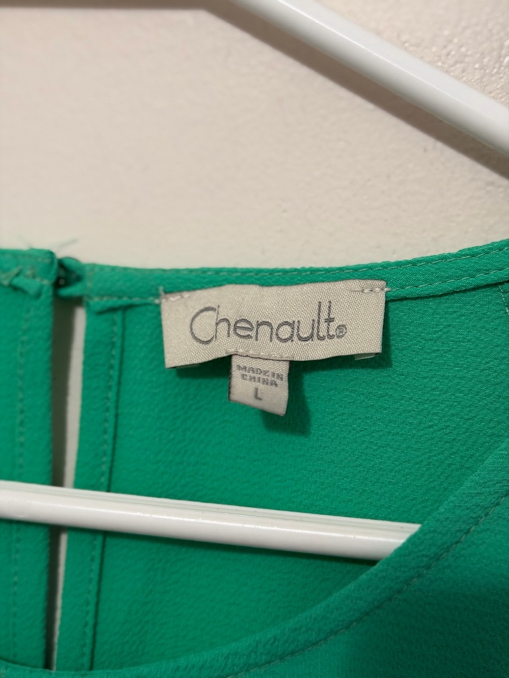 Chenault Green Tie Front Blouse Women’s Large Flowy 3/4 Sleeve Lightweight Top - Picture 9 of 13